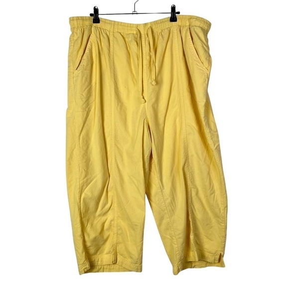 Classic Elements Yellow Tie Waist Cropped Capri Pants 24-26W - Picture 1 of 4